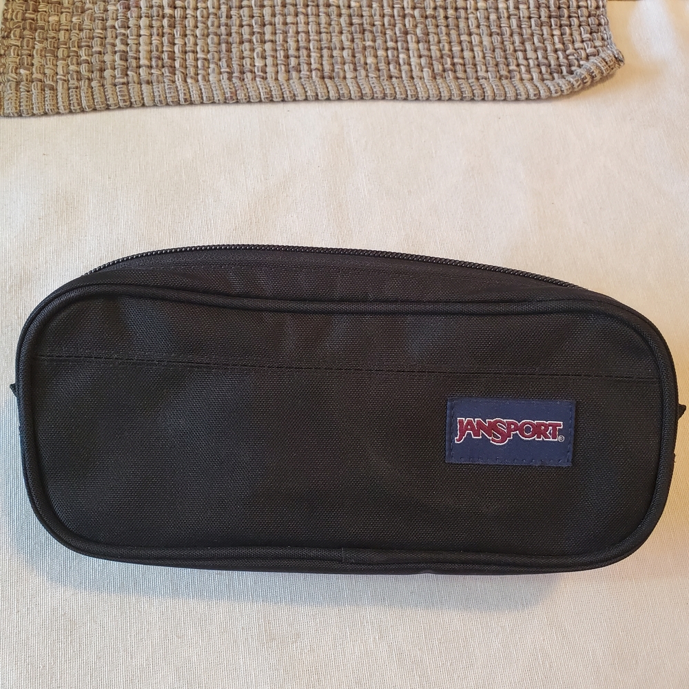JanSport Black Pen and Pencil Case For School And Has 2 Pockets.